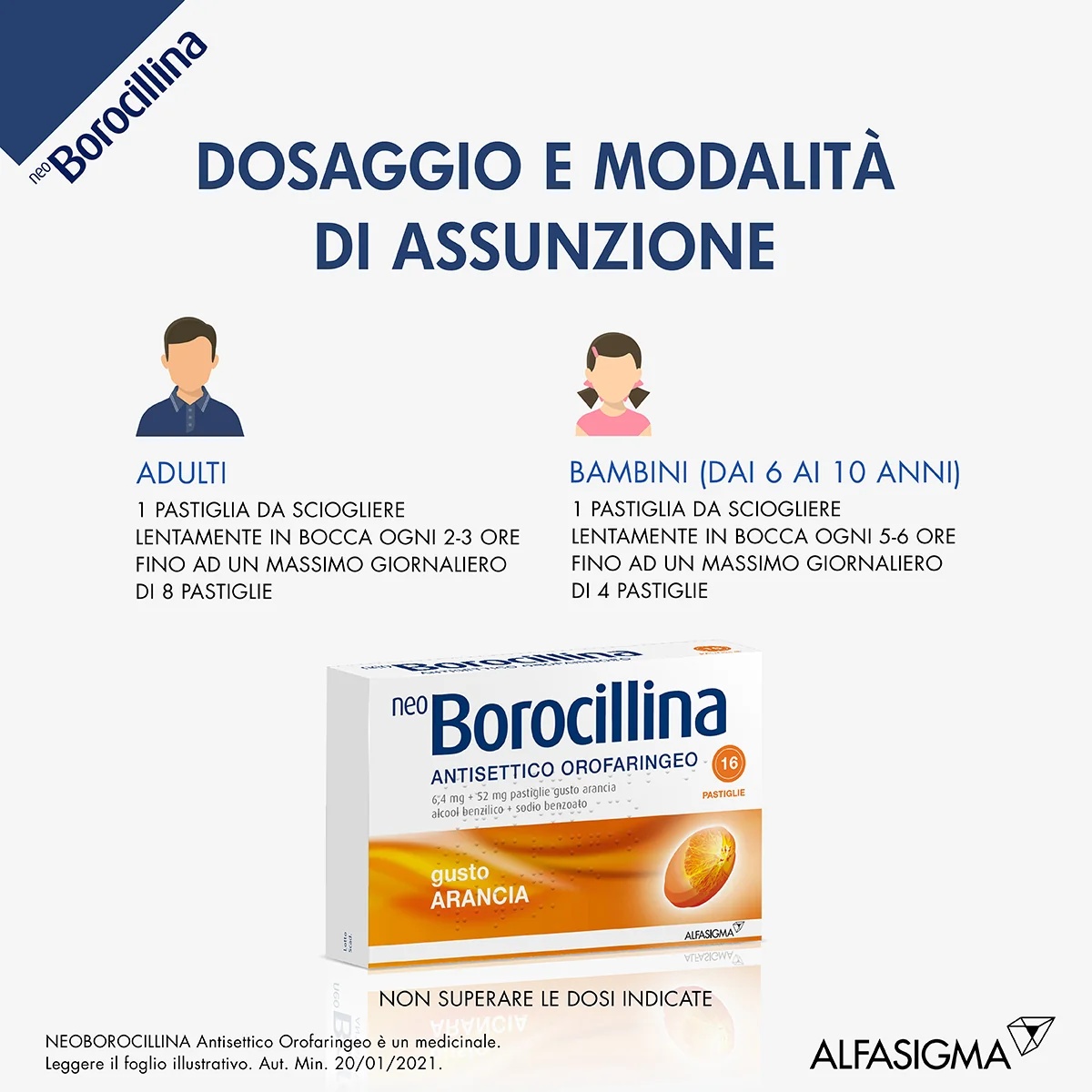 NEOBOROCILLINA Neo Borocillina antiseptique oropharyngé 6,4 mg + 52 mg orange 16 comprimés