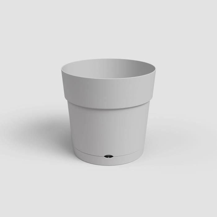 ARTEVASI CAPRI LARGE Vaso rotondo - Plastica - Serbatoio d'acqua - Diametro 30 cm - Grigio chiaro - L 29,5 x P 29,5 x H 28,2 cm