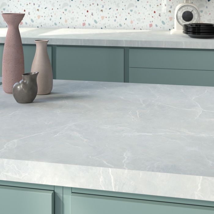 Marble-effect laminate worktop 2770 x 640 x 28 mm - PEFC 75% - Essential range FORESTEA Dimensions: 2770 mm x 640 mm x 28