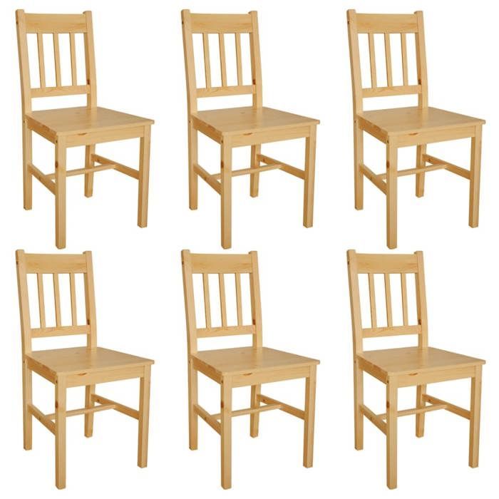 Conjunto de 6 cadeiras de jantar em madeira natural 271498