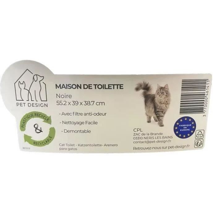 Lettiera per gatti SACHA - 56 x 40 x 39 cm - Bianco e nero - PET DESIGN