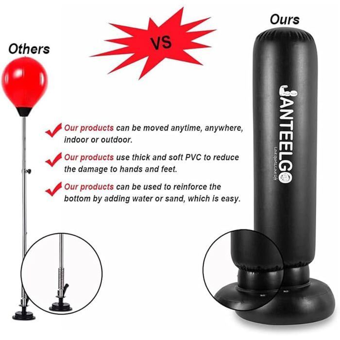 Sacco da boxe per bambini con guantoni: JanTeelGO Sacco da boxe gonfiabile per bambini da 150 cm - Regalo sacco da boxe per bambini - Palla da boxe per bambini