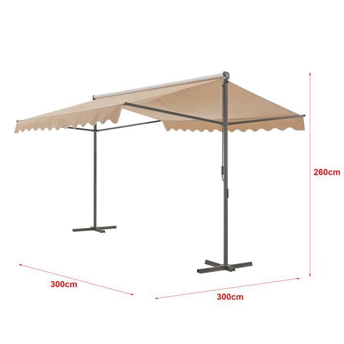 Selenizza vrijstaande dubbelhellende luifel 300 x 300 x 260 cm zand