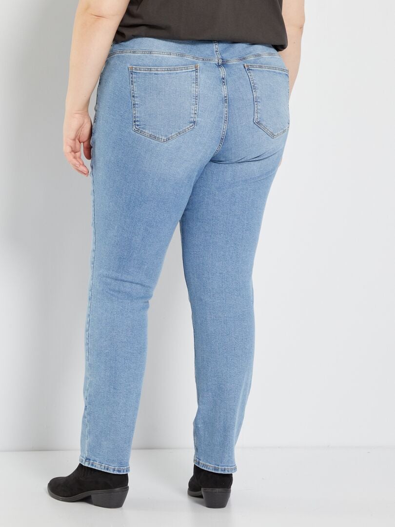 Calça jeans de corte reto em denim elástico - AZUL