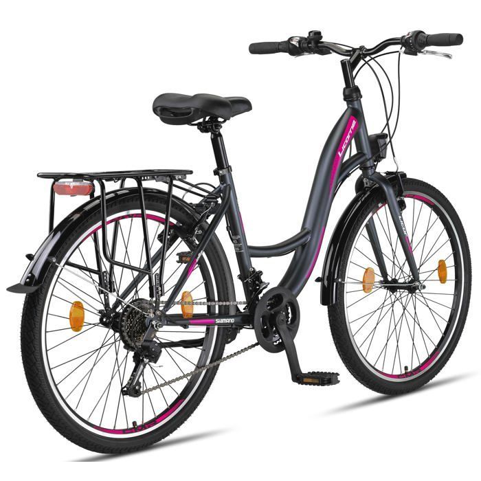 Licorne Bike Stella Premium Stadsfiets 24, 26 en 28 inch – Nederlandse fiets, jongen [26, antraciet]