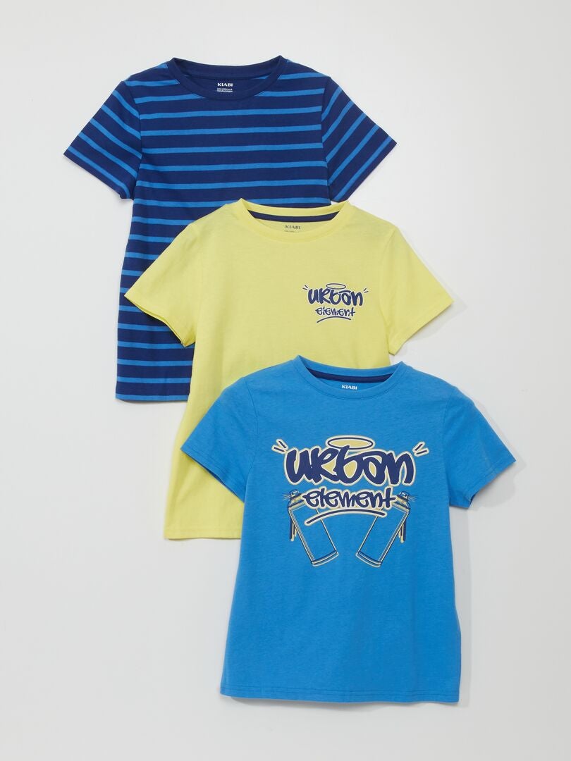 Conjunto de 3 camisetas de malha - AZUL