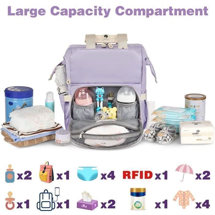 Mochila para fraldas KENLUMO com trocador de fraldas integrado – Bolsa de viagem multifuncional impermeável de grande capacidade.