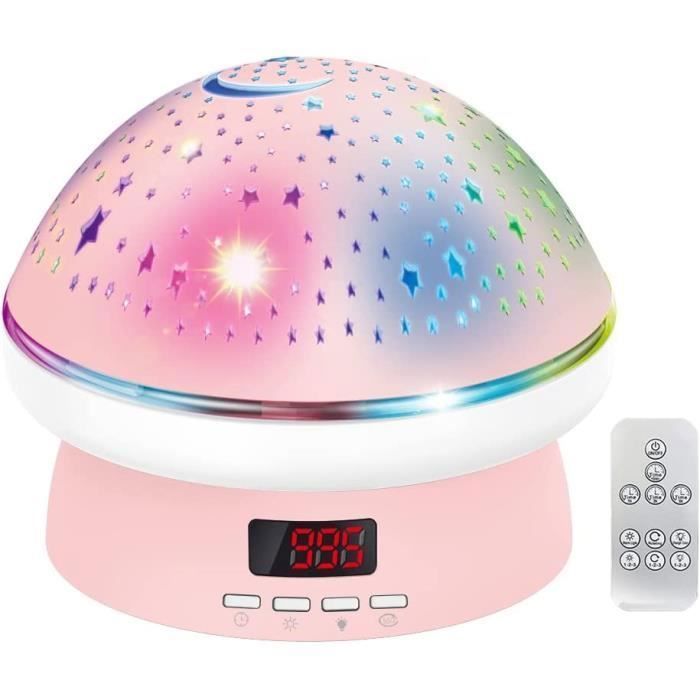 Sternenhimmel-Projektor-Nachtlicht für Mädchen – Rosa – 360°-Drehung – Fernbedienung mit Timer – Rosa Nachtlicht