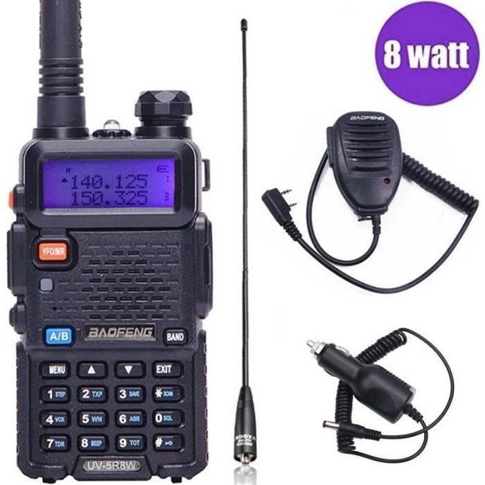 Radio portátil Baofeng UV-5R de 8 W de alta potencia, radio bidireccional, walkie-talkie CB de 8 vatios con alcance de 10 km.