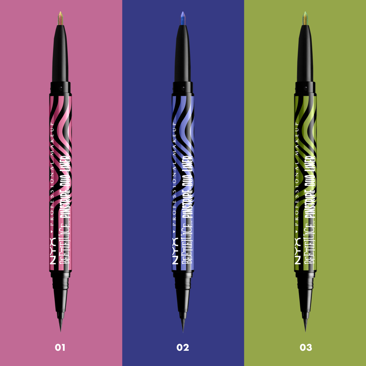 Tuș de ochi NYX Professional Makeup Beetlejuice Pinstripe Duo Liner