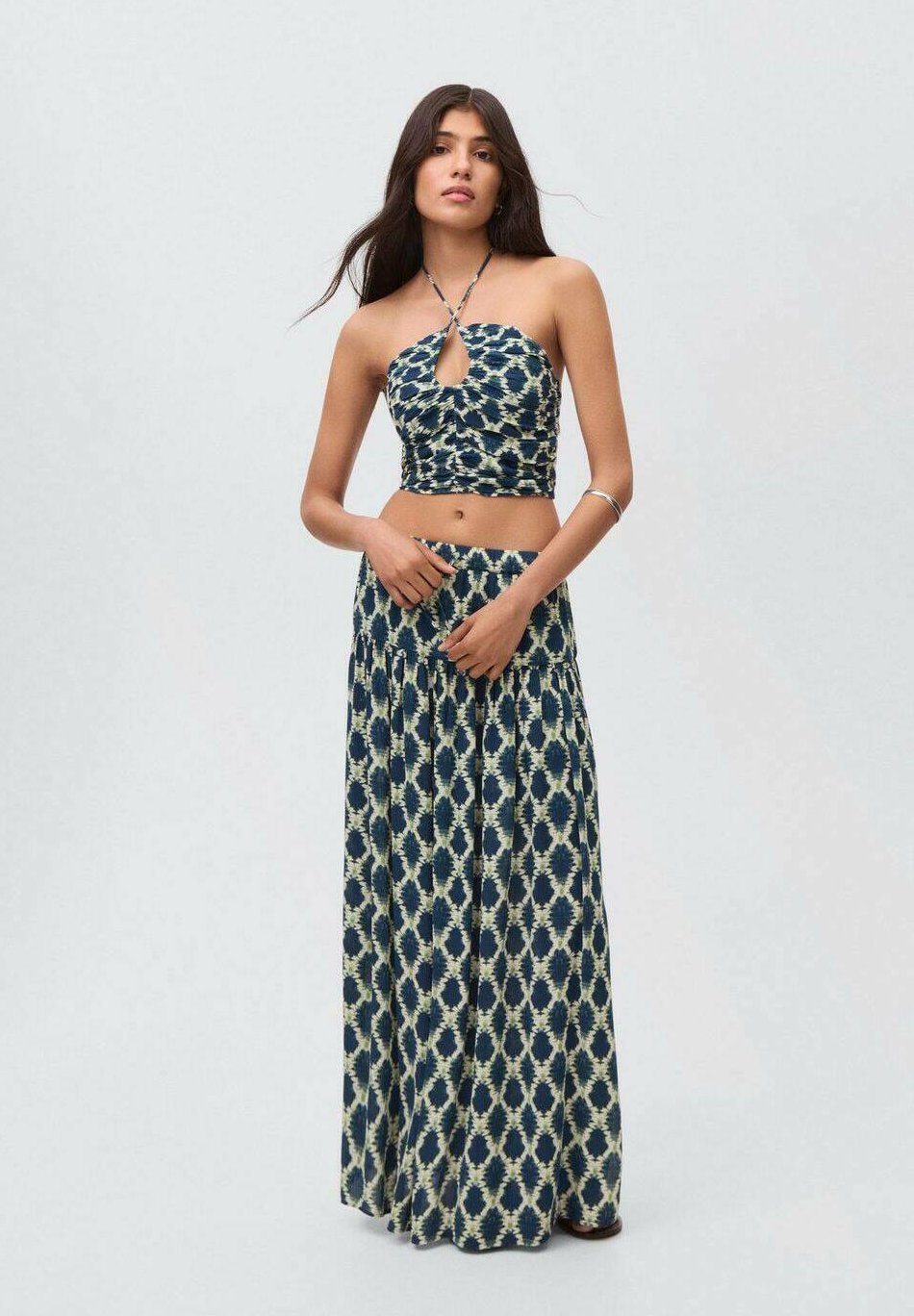 Jupe longue imprimée Mango Kids - bleu roi