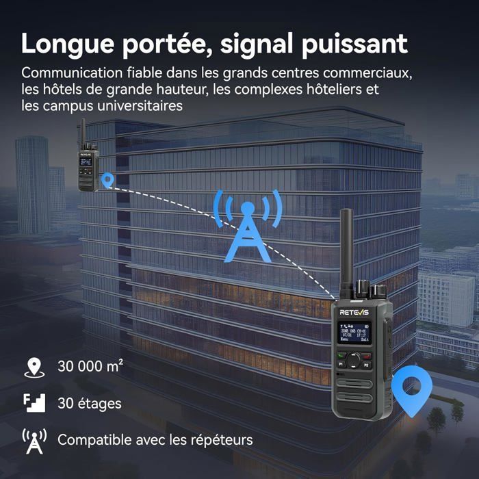Walkie Talkie Retevis P3 DMR, compatible con Motorola, carga rápida, mini talkie de alta potencia, largo alcance con SMS, pantalla
