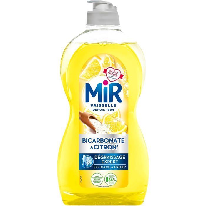 Detersivo per piatti - Mir - Confezione da 4 - Aceto e bicarbonato - Lampone, Pompelmo, Arancia, Limone
