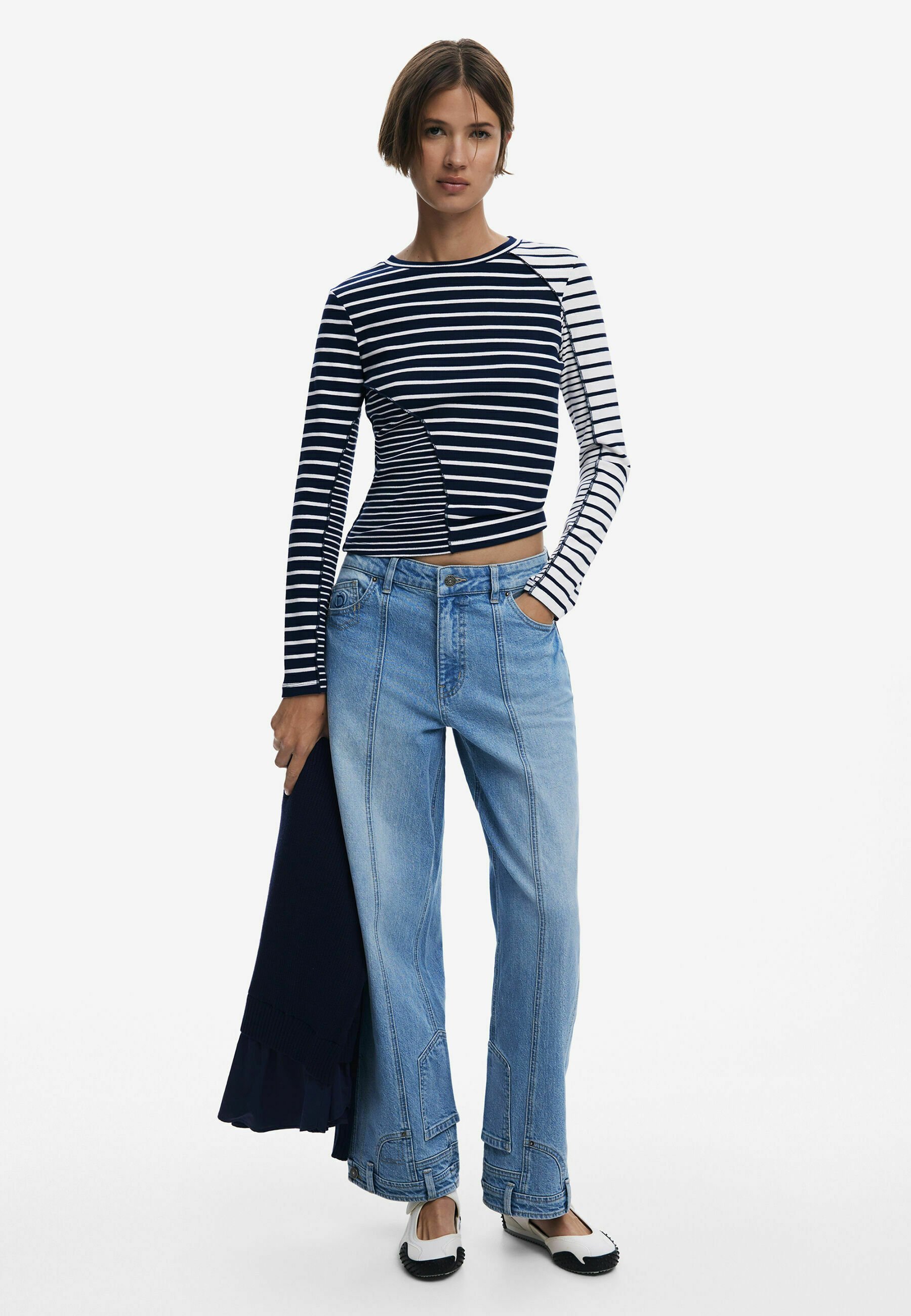 Desigual COMBINED STRIPED - Top met lange mouwen - zwart