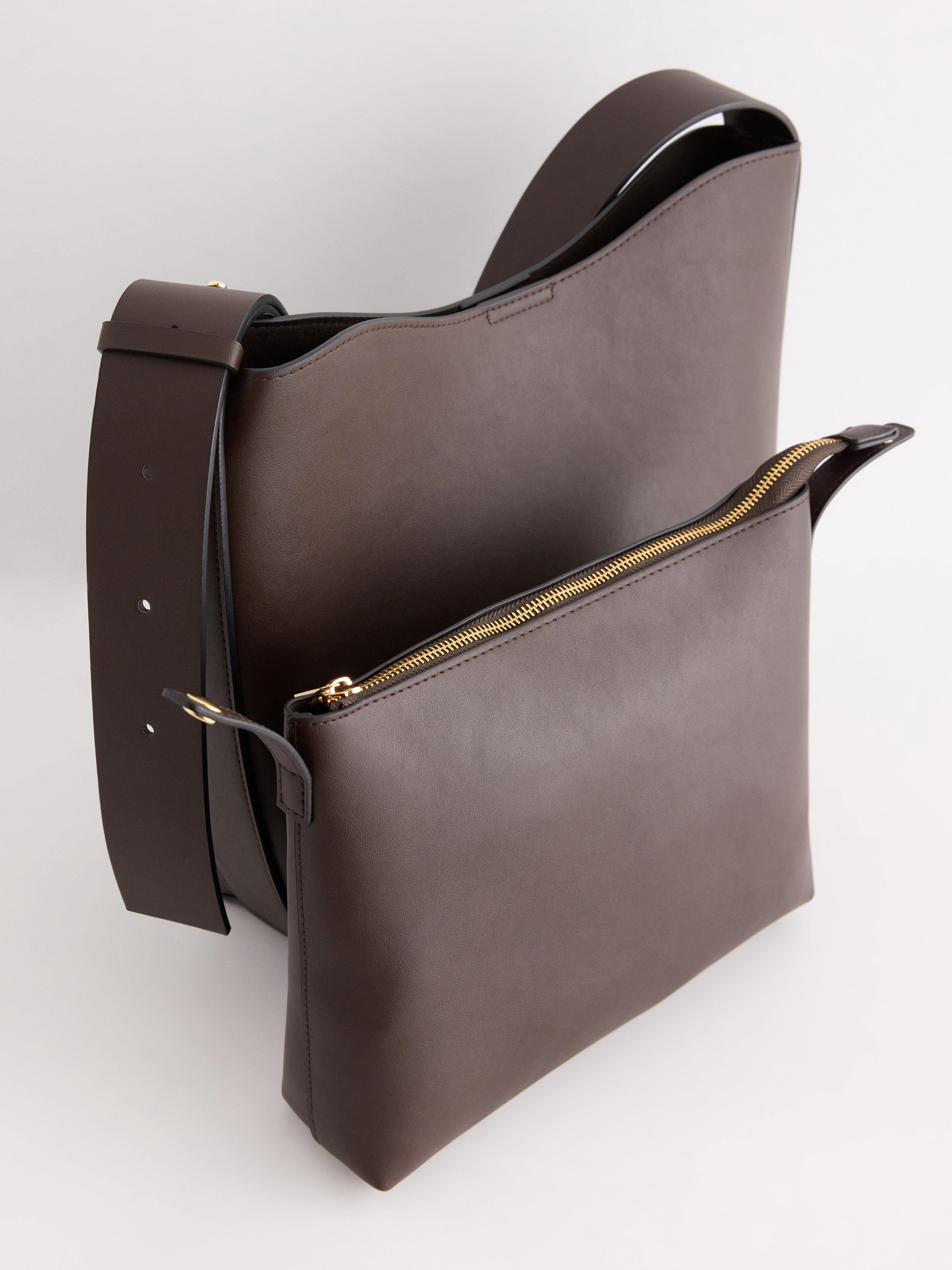 Bolsa de ombro grande marrom escuro