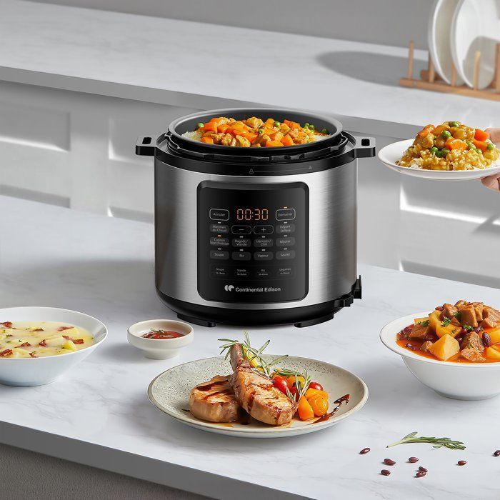 Pentola a pressione multifunzione - CONTINENTAL EDISON - CEMCSP10006L - 6 L - 1000 W - Nero e acciaio inossidabile