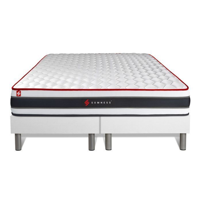 Ensemble double sommier + matelas ENERGY ressorts ensachés et mémoire de forme 200x200