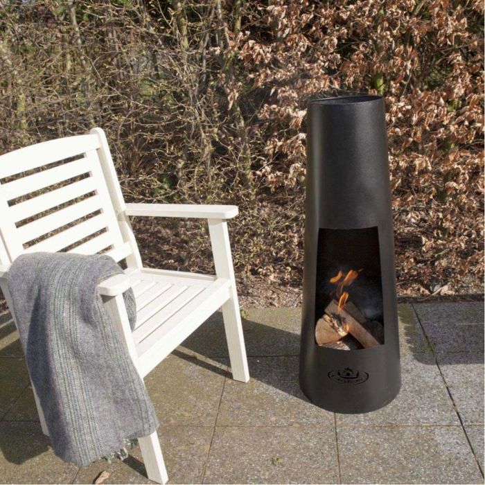 Calefactor de patio - Diseño Esschert - Redondo - Metal - Negro - Diámetro 37,5 cm x Altura 100,50 cm