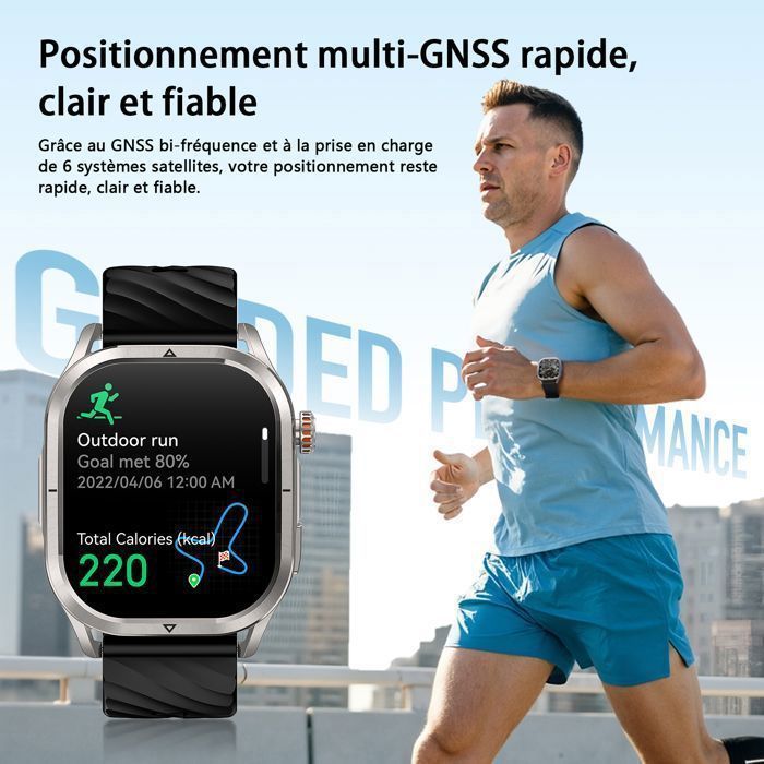 Relógio inteligente masculino KOSPET P10 com GPS integrado, resistência à água de 5 ATM, tela de 1,96