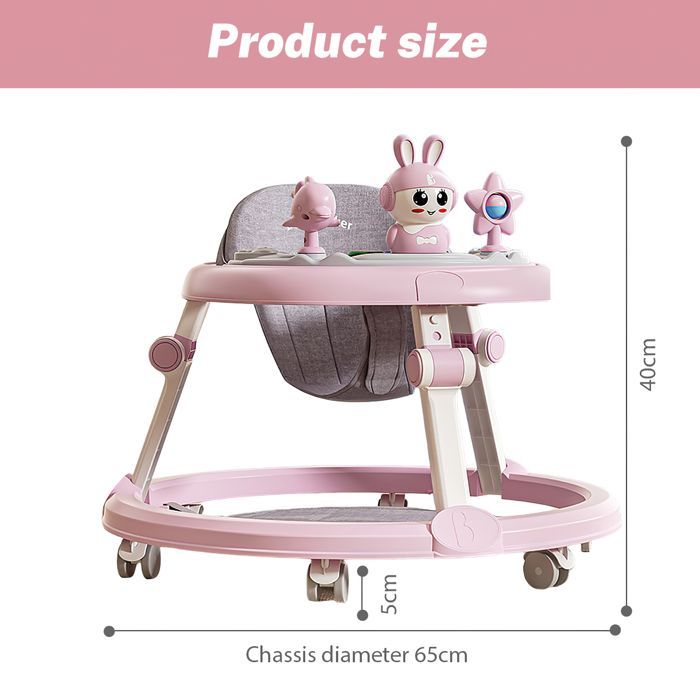 Trotteur Multifonction Trotteur bébé évolutif musical, 7 hauteurs réglables, Jouet d'éveil Pliable, Trotteur D'activité, 6-18 mois