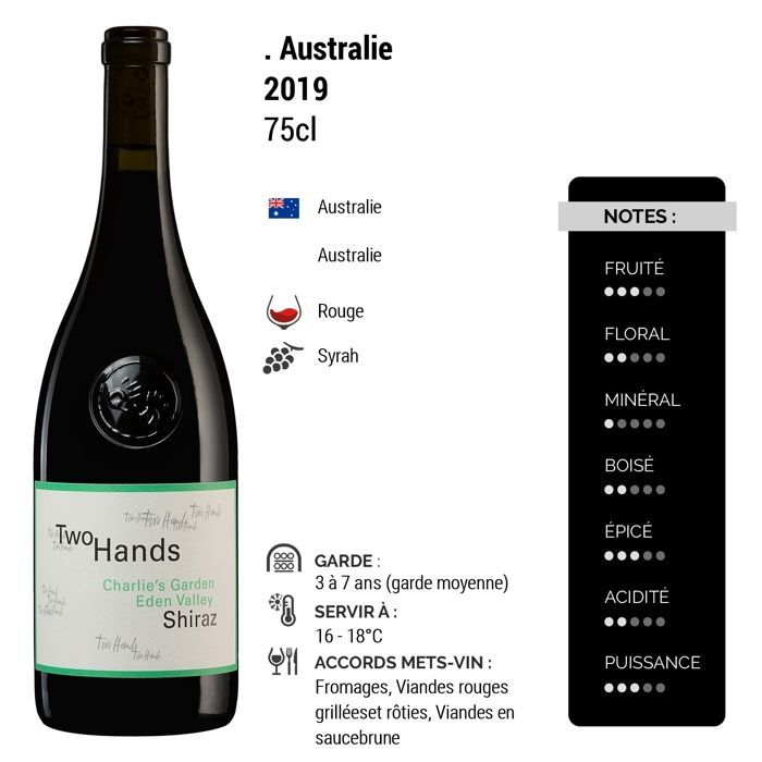 Two Hands Australie Charlie'S Garden Eden Valley 2019 - Vin Rouge d' Australie (3x75cl)