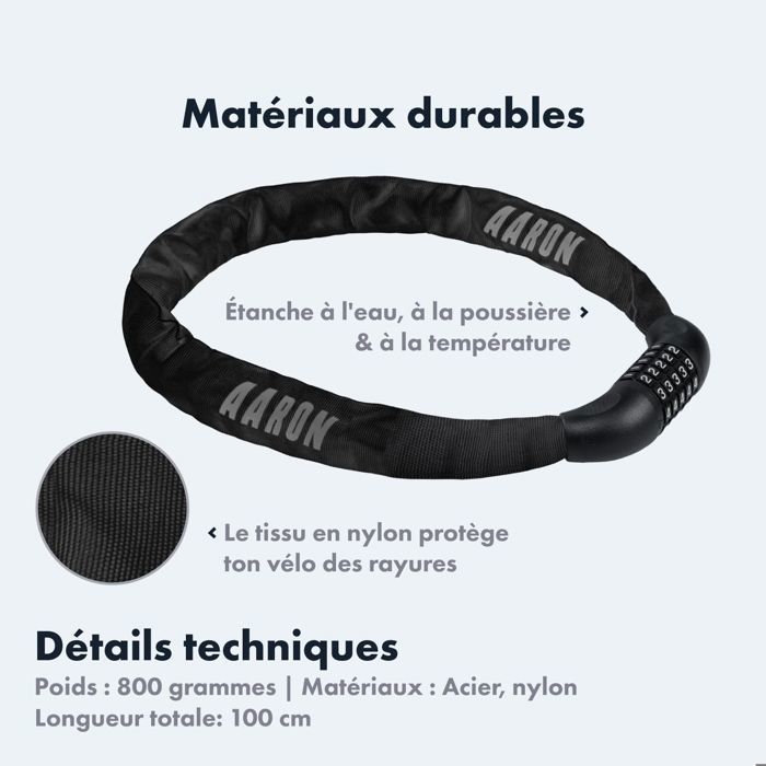 Cadena antirrobo para bicicleta de 100 cm, candado de combinación de 5 dígitos para bicicletas eléctricas/de montaña, motocicletas, patinetes eléctricos y puertas.