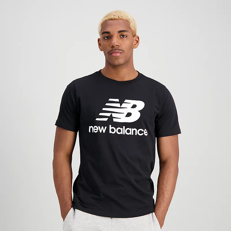 Pánské tričko Essentials Stacked Logo – ČERNÉ