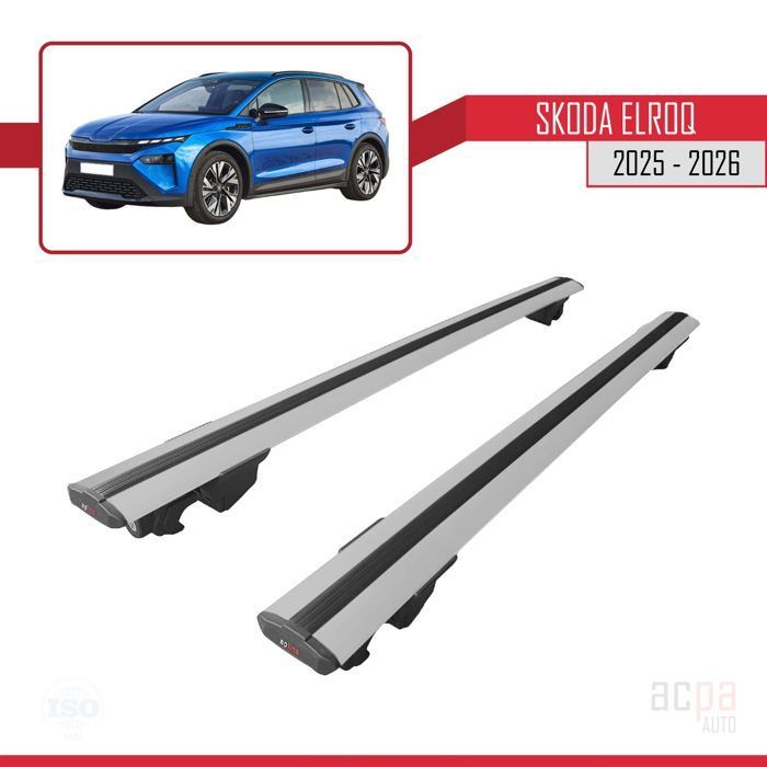 Roof bars for Skoda Elroq 2025-2026 HOOK Model Railing Car Luggage Rack Grey Aluminium 2 Bars