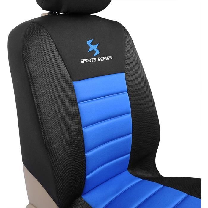 Funda universal para asientos de coche WOLTU para 2 plazas, color negro y azul.