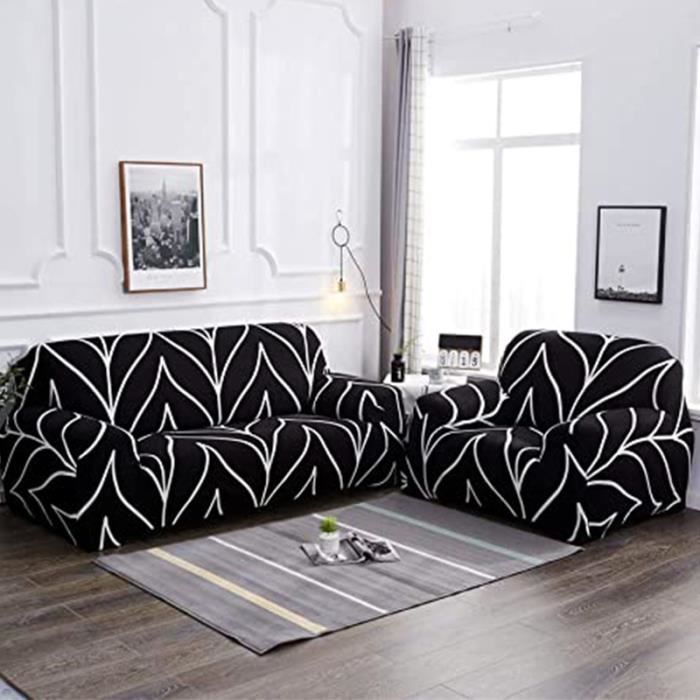Funda individual para sofá, funda elástica y cómoda con reposabrazos, funda para sofá para perros y gatos - Negra