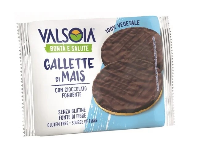 VALSOIA Maïscrackers met pure chocolade 34g Chocoladecrackers