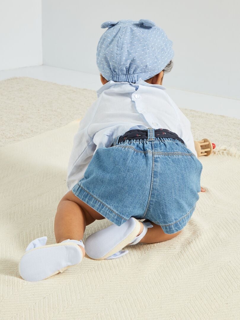 Paperbag-shorts + riem - BLAUW