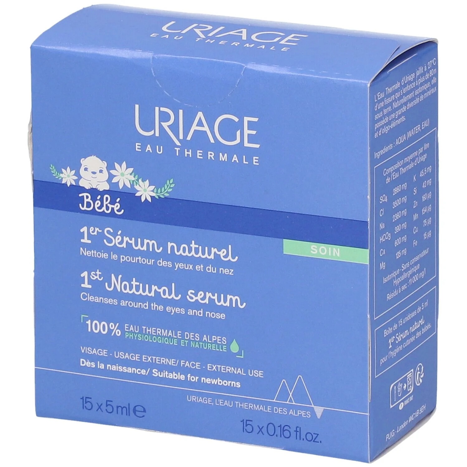 URIAGE Fysiologisch Serum voor Kinderen 15x5 ml Reinigend Oog- en Neusontharing