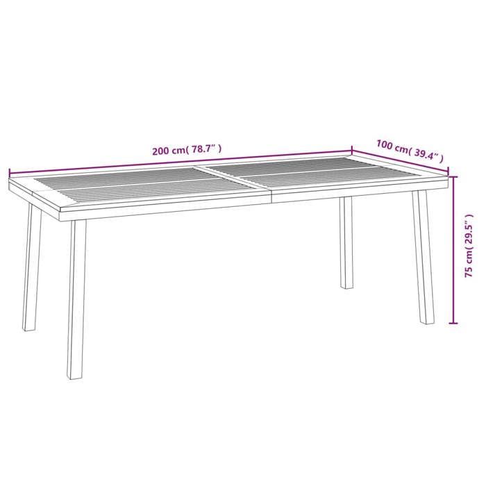 Mesa de jardín vidaXL 200x100x75 cm Madera maciza de acacia 319524
