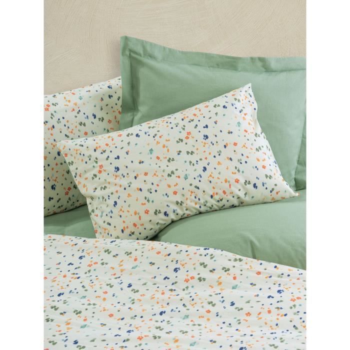 Bettwäsche-Set – 1 Bettbezug 220 x 240 cm + 2 Kissenbezüge 60 x 60 cm – 100 % verstärkte Baumwolle – Grün