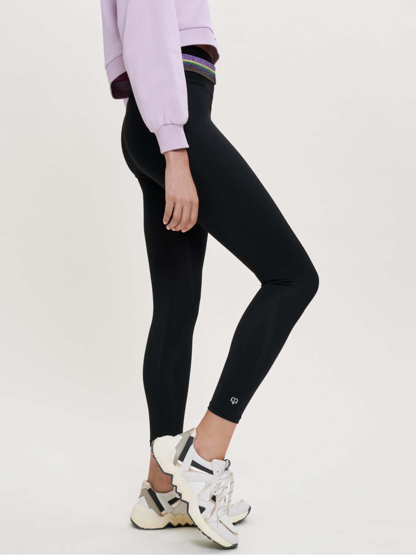 Sportlegging met hoge taille en elastische tailleband - Zwart