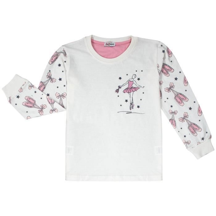 Kinderpyjama met dansprint voor meisjes, 2-delige katoenen loungepak/nachtkleding (top en broek) voor kinderen van 2-13 jaar.
