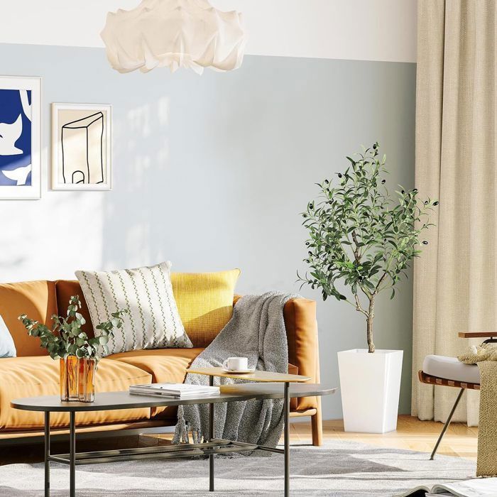 Kunstig tre, 120 cm, kunstig plante, stort kunstig tre, realistisk utseende for stue, soverom, kontor, dekorasjon