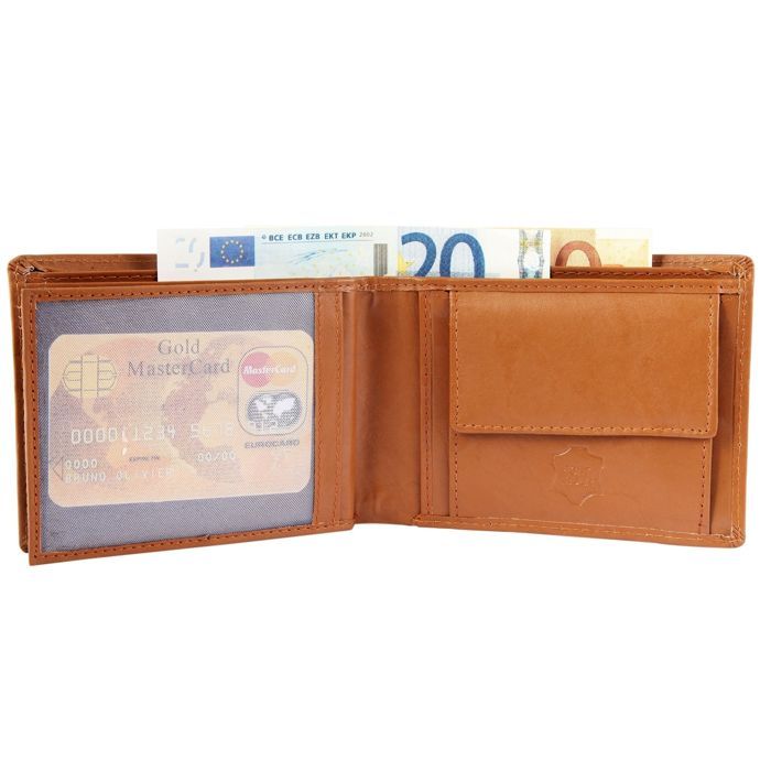 Men's wallet - EXCELLANC - Ginar - Genuine leather - Brown - Horizontal format