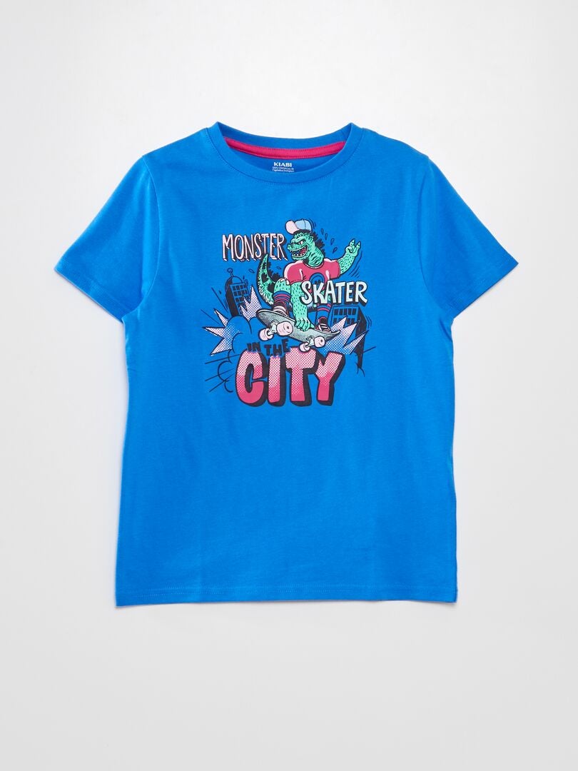 Camiseta de manga curta e gola redonda - AZUL