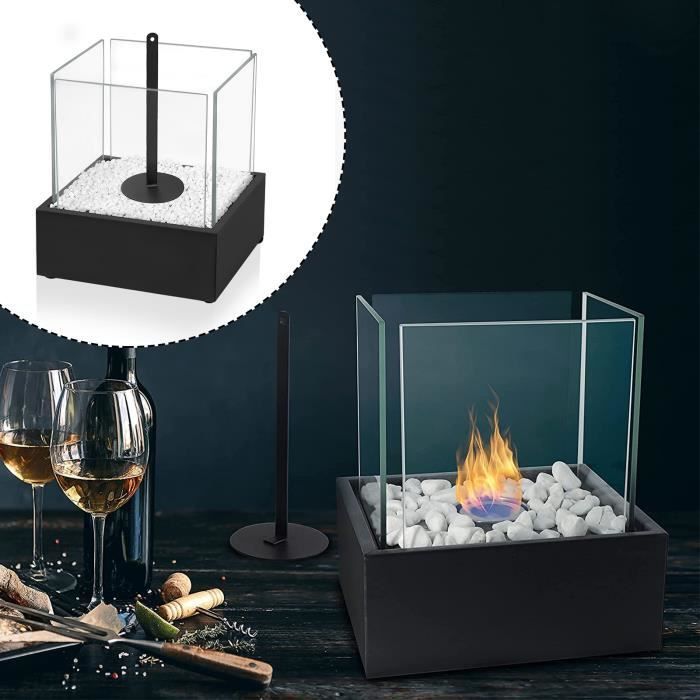 Cheminée de table au bioéthanol AUFUN - Noir - Portable intérieure/extérieure - Combustion propre