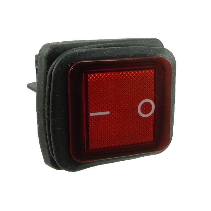Interruptor basculante impermeable - MARCA - Modelo - 4 pines - 250V - 16A - Rojo iluminado