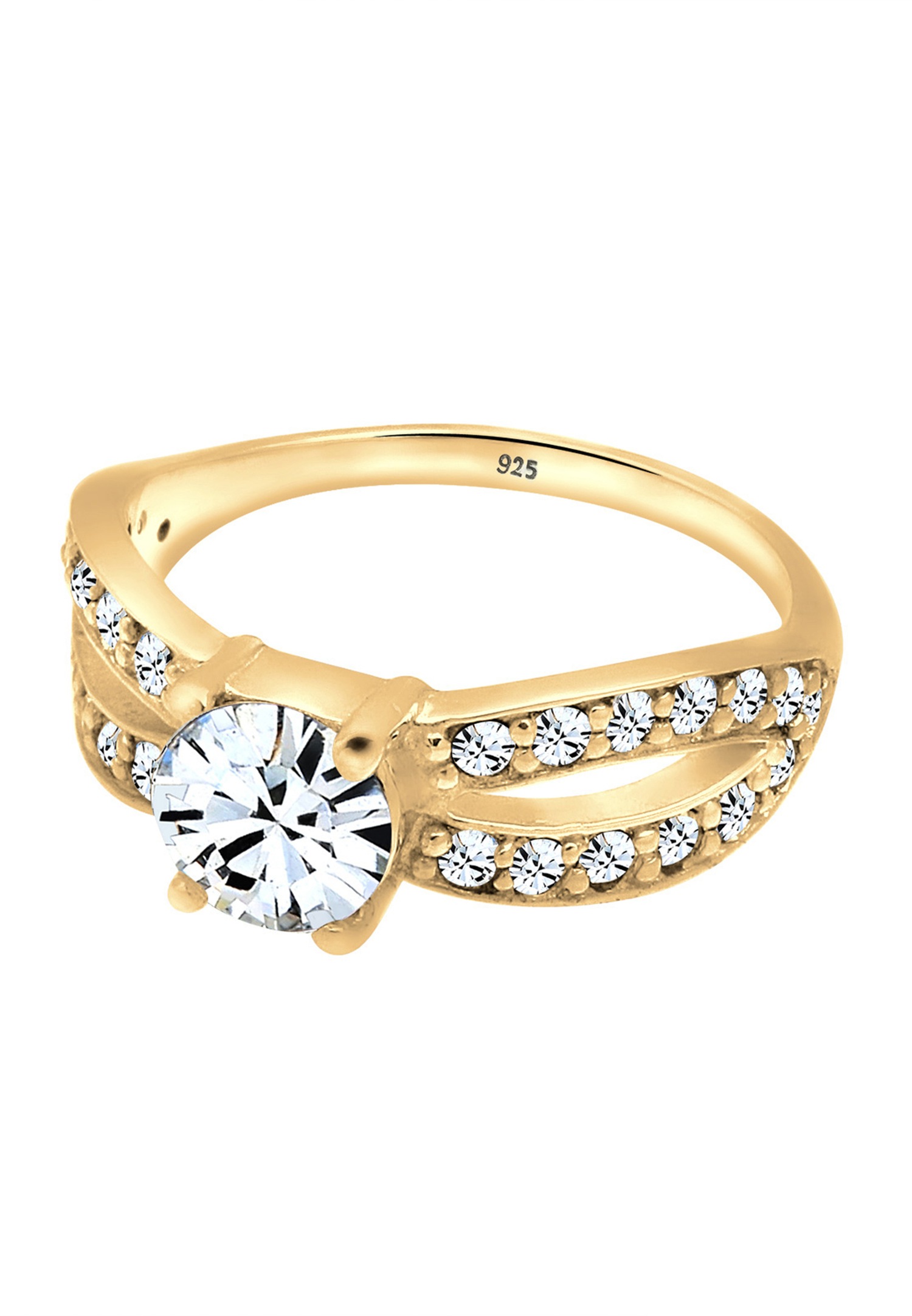 Elli Femmes Solitaire Glamoureux avec cristal en argent sterling 925