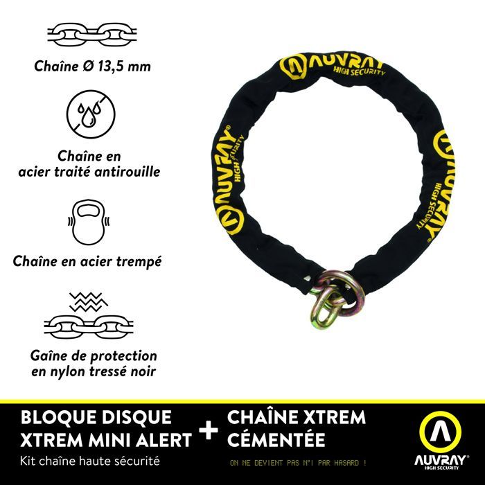 Auvray Lasso motorcycle chain lock, 13.5 mm diameter, 120 mm length, SRA standard.