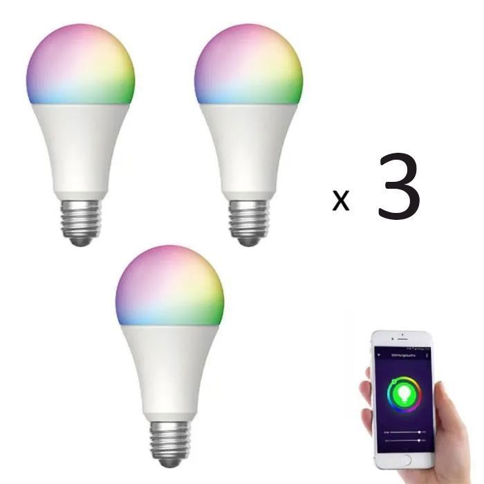 Set van 3 x E27 RGB LED-lampen 8,5W >800 lm