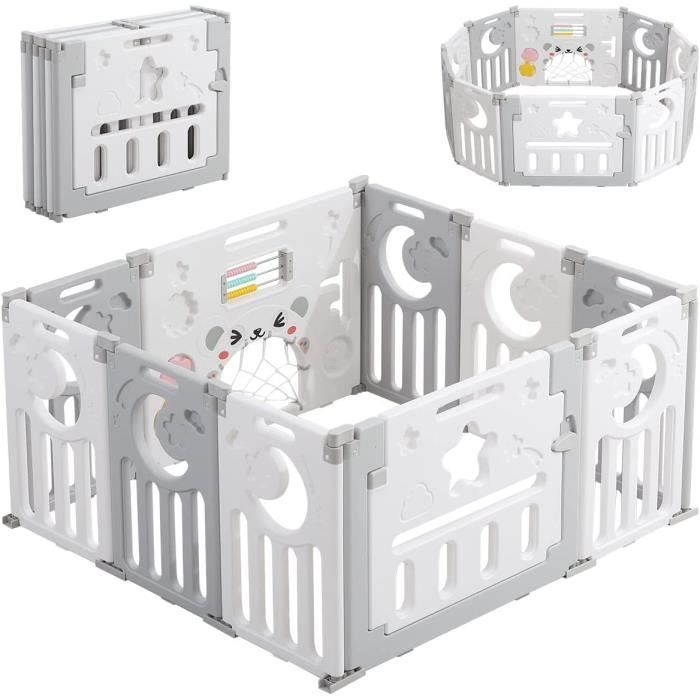 Box per bambini, cancelletto di sicurezza, box taglia L, box per bambini in plastica ecologica, adatto a bambini da 0 a 6 anni (10 pannelli)