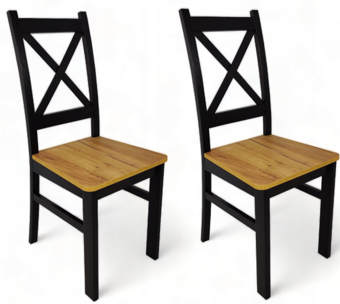 2x Krzesło drewniane Krzyżak Czarny   Craft LOFT