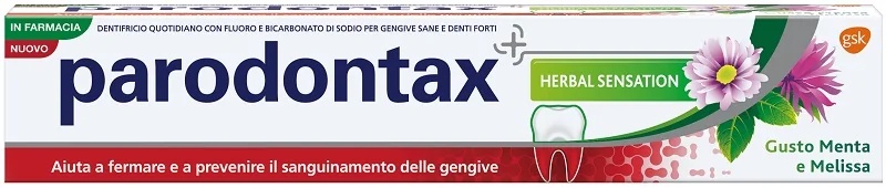 Pasta dental Parodontax Herbal Sensation para la gingivitis, 75 ml, sabor a menta y melisa.