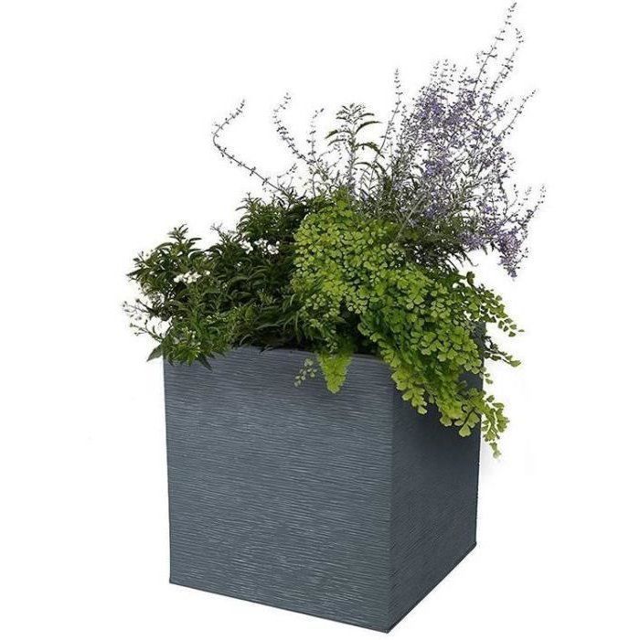Vaso quadrado para flores 50 cm - EDA - Grafite - 57 L - 49,5 x 49,5 x A 49,5 cm - Cinza antracite