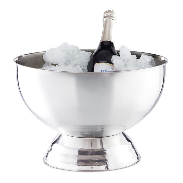 Cubitera Relaxdays para champán, de acero inoxidable, para botellas de vino y cubitos de hielo, tamaño grande, 36,5 cm de diámetro, color plata.